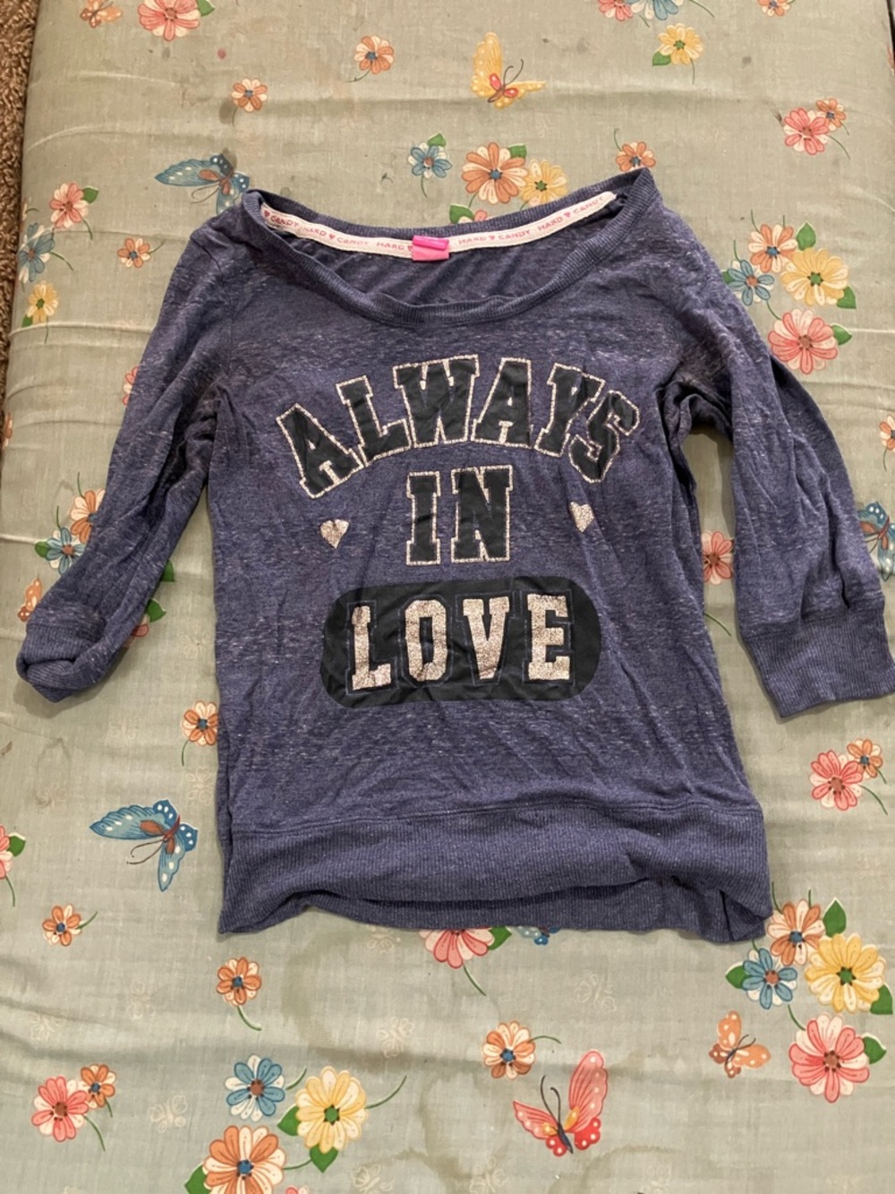 Hard Candy Navy Blue 'Always in Love' Long-Sleeve Graphic Top